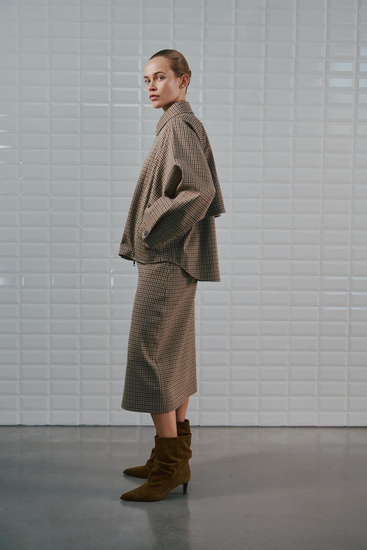 WITHBLACK JACKET JACKIE CAMEL CHECK