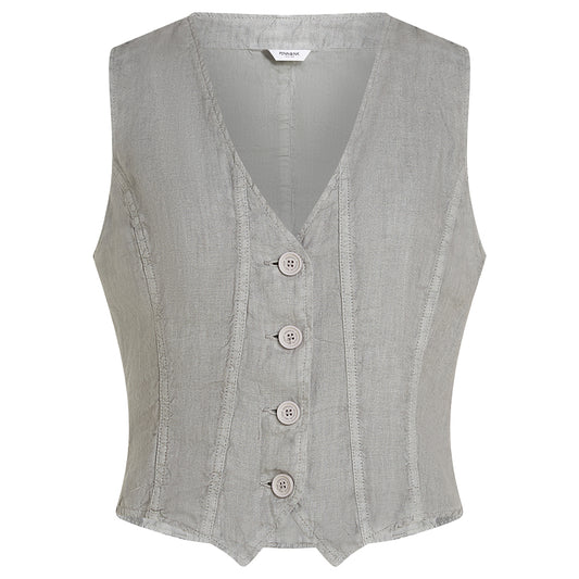 PENN&INK GILET LINNEN COOL GREY