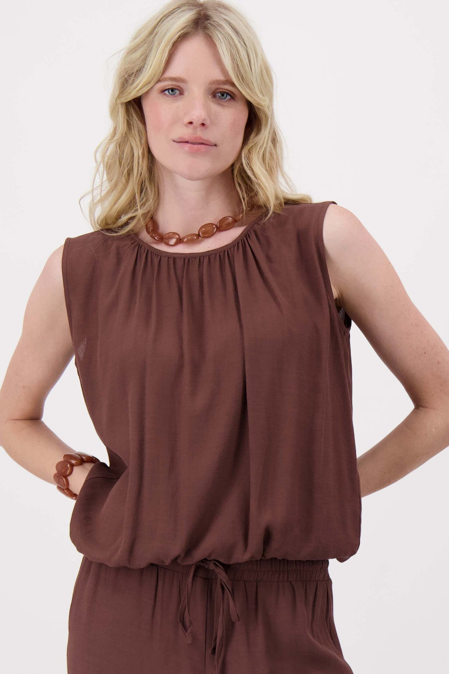 ZUSSS TOP CRINCLE BROWN