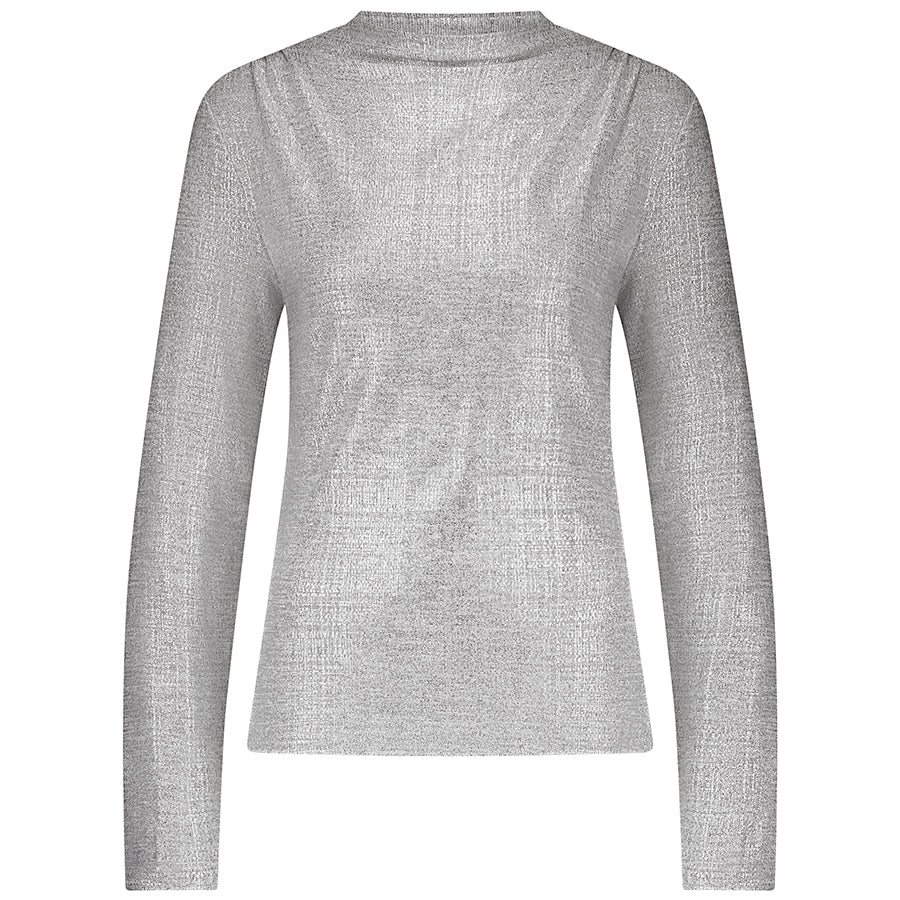 TRAMONTANA TOP METALLIC COATED SHOULDER DETAIL SILVER