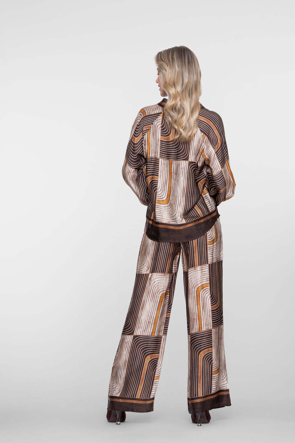 GEISHA BLOUSE GRAFISCHE PRINT BROWN/SAND
