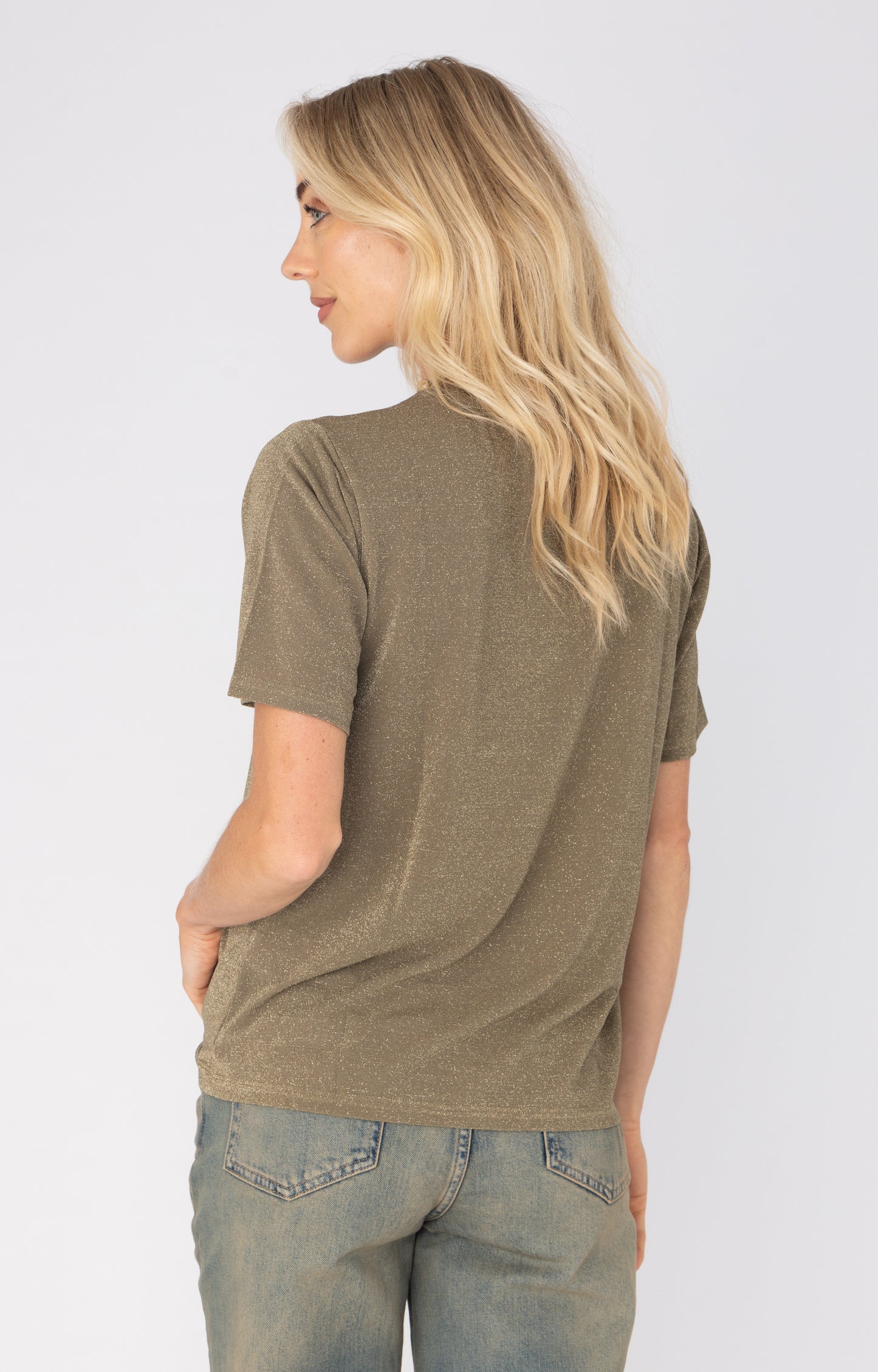 ANNA T-SHIRT GLITTER DARK KAKI