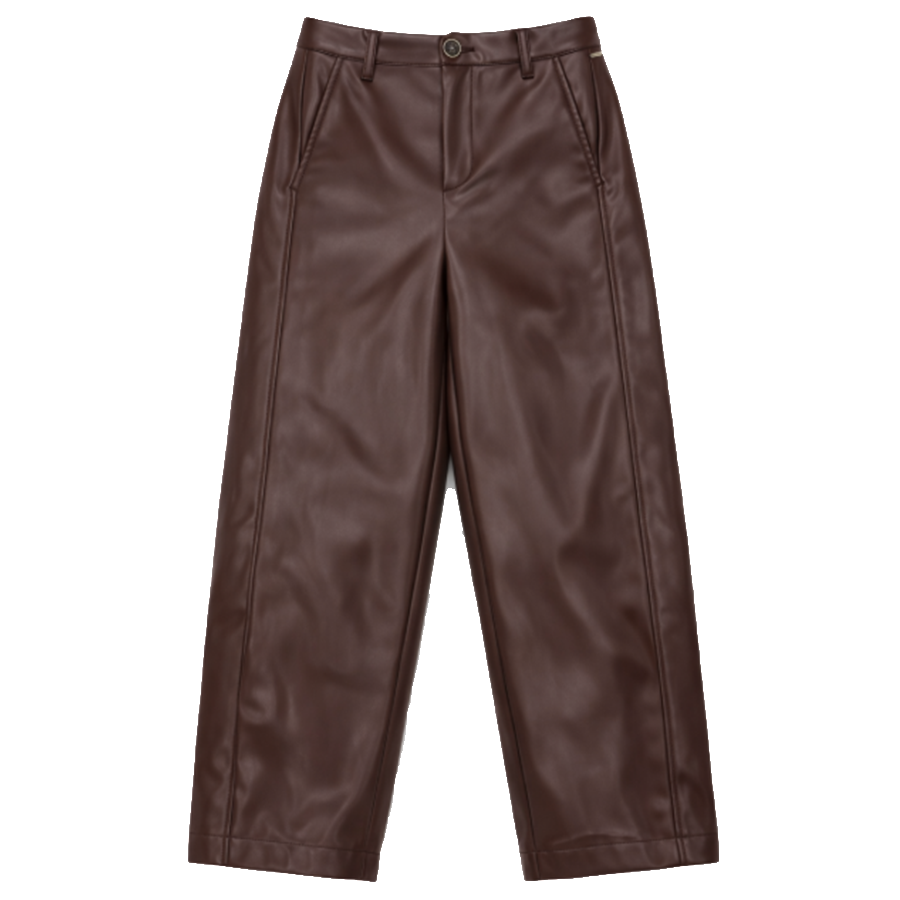 TRAMONTANA BROEK PU BARREL FIT CHOCOLATE