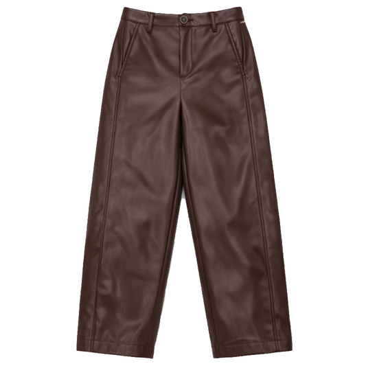 TRAMONTANA BROEK PU BARREL FIT CHOCOLATE