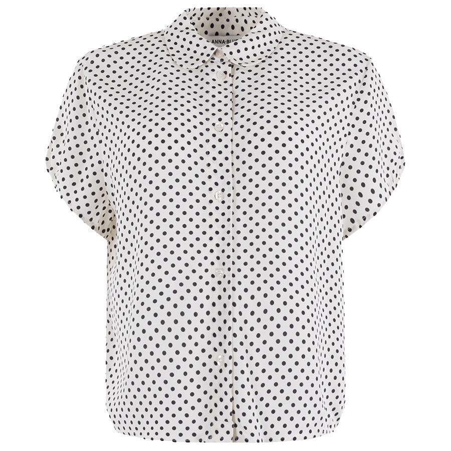ANNA BLUE BLOUSE DOT ECRU/ZWART