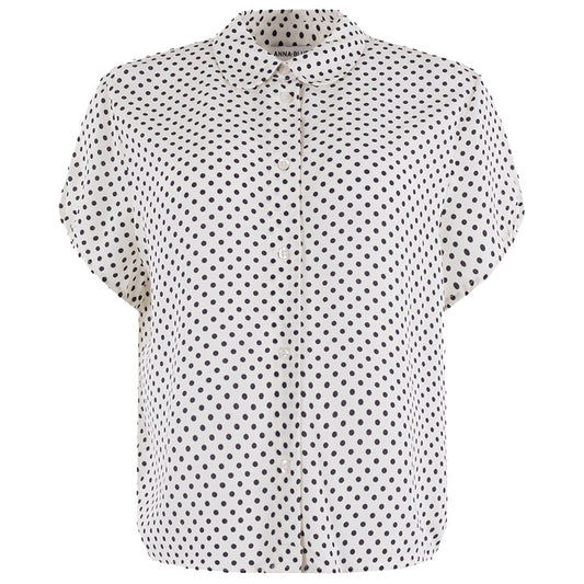 ANNA BLUE BLOUSE DOT ECRU/ZWART