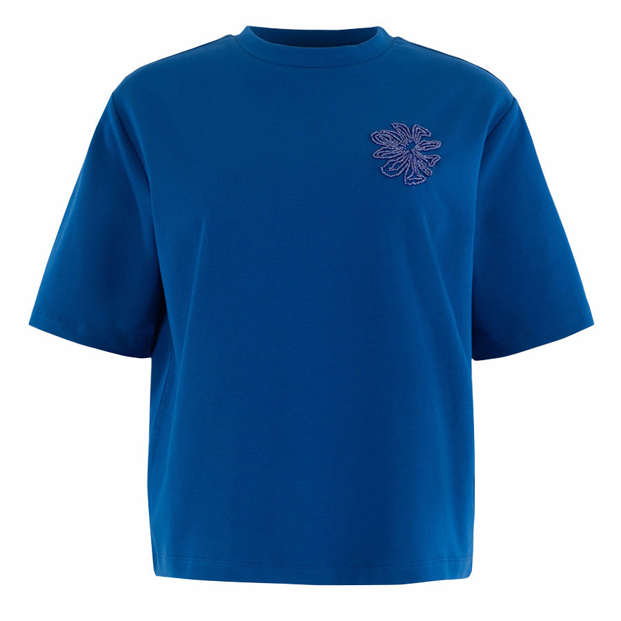 ANNA T-SHIRT BOXY INDIAN BLUE SOLID