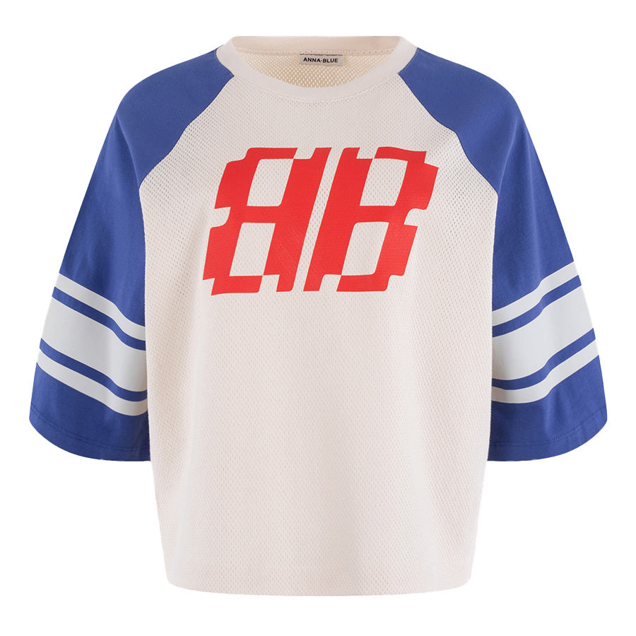 ANNA BLUE T-SHIRT BOXYMESH COBALT DESSIN