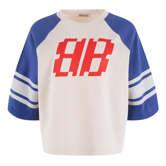 ANNA BLUE T-SHIRT BOXYMESH COBALT DESSIN