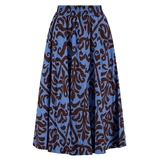 ZUSSS ROK IKAT PRINT BLUE/BROWN