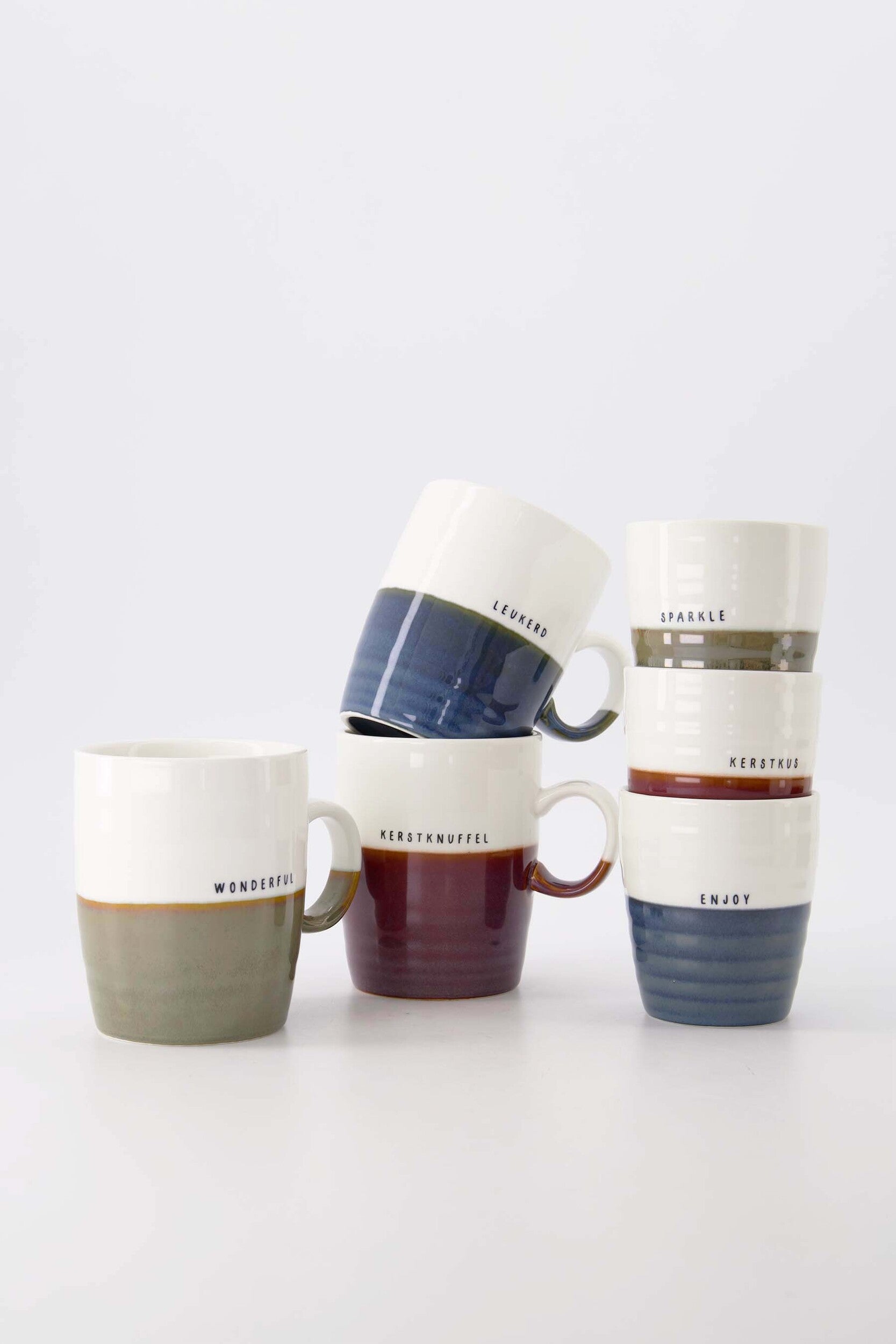 ZUSSS KOFFIEMOK SPARKLE WIT/DONKERGROEN