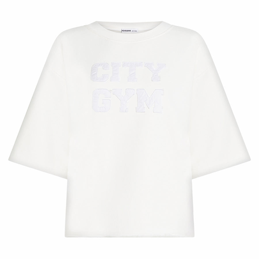 PENN&INK SWEATER PRINT CITY GYM ECRU/WHITE