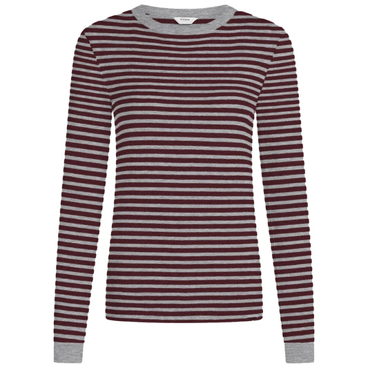 PENN&INK SHIRT RIB STRIPE GREY MELANGE/AUBERGINE