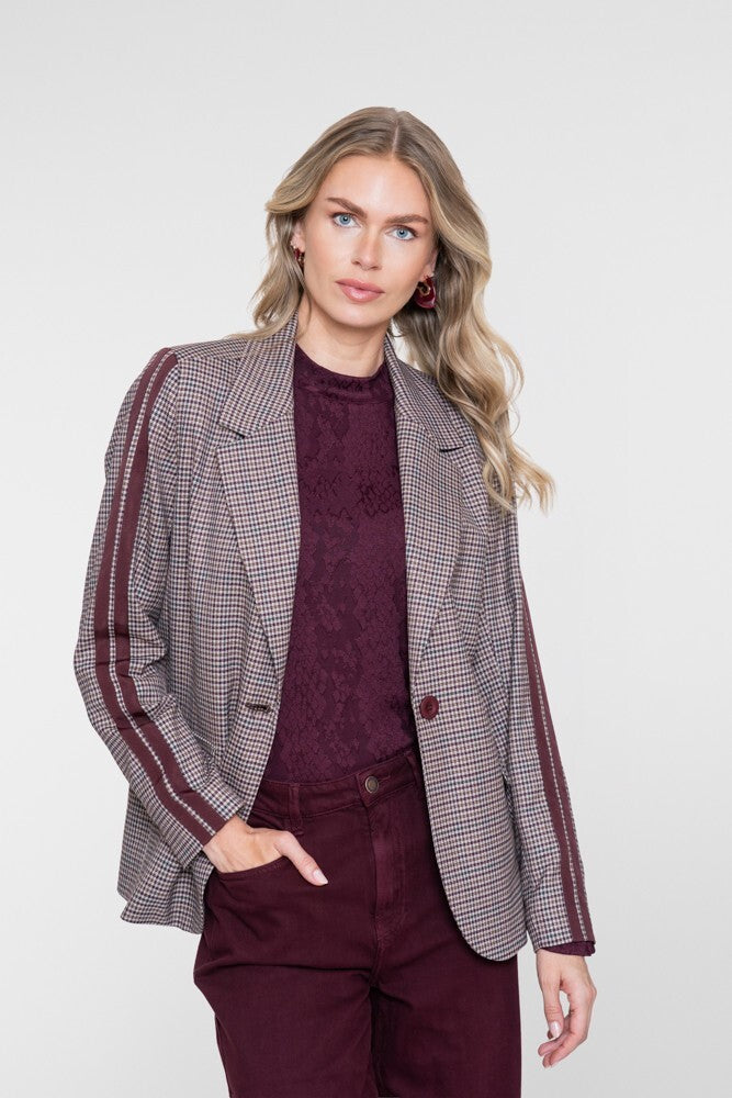 GEISHA BLAZER MET RUIT BURGUNDY/GREEN