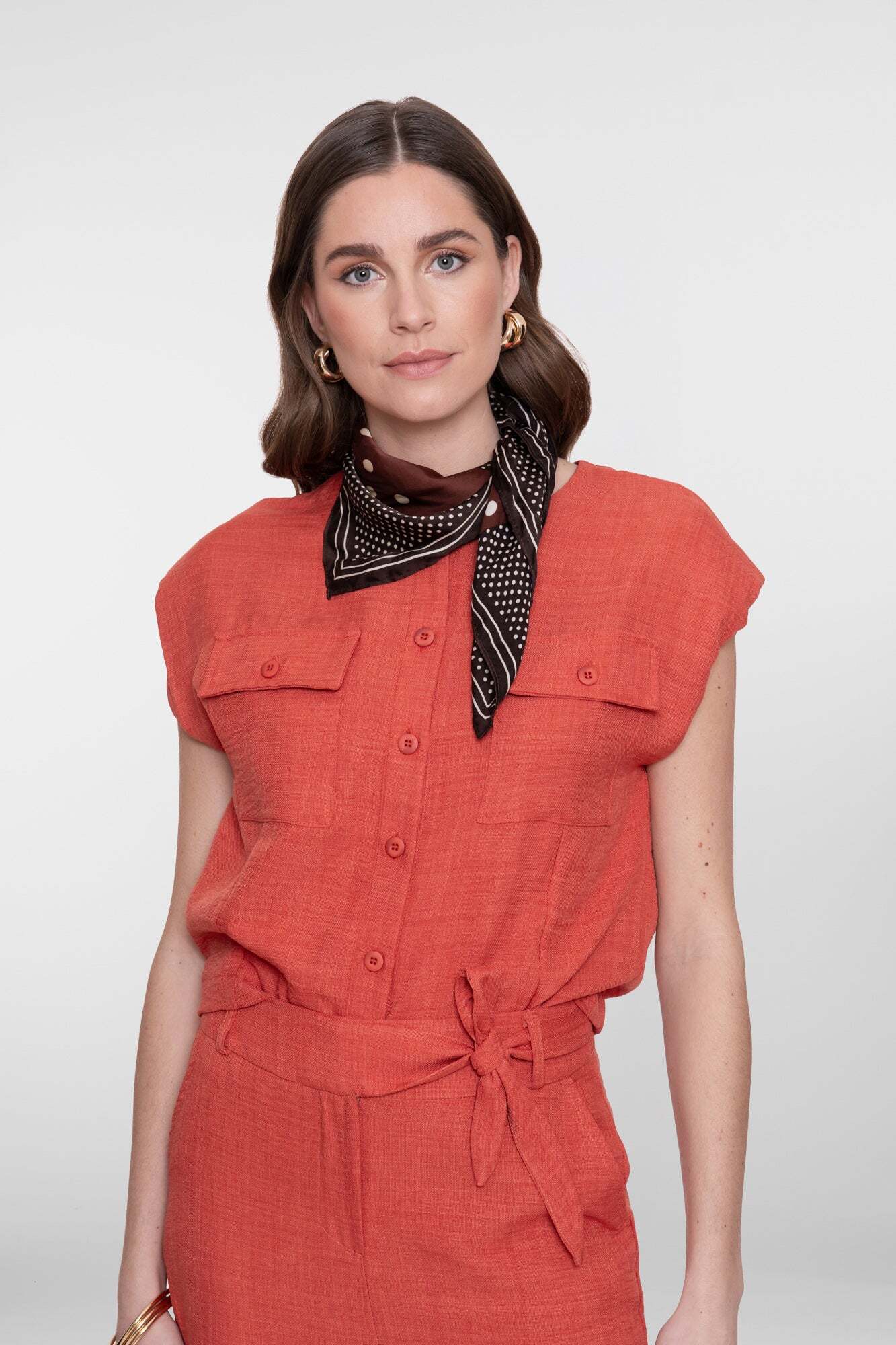 GEISHA TOP LINNENLOOK BURNED ORANGE
