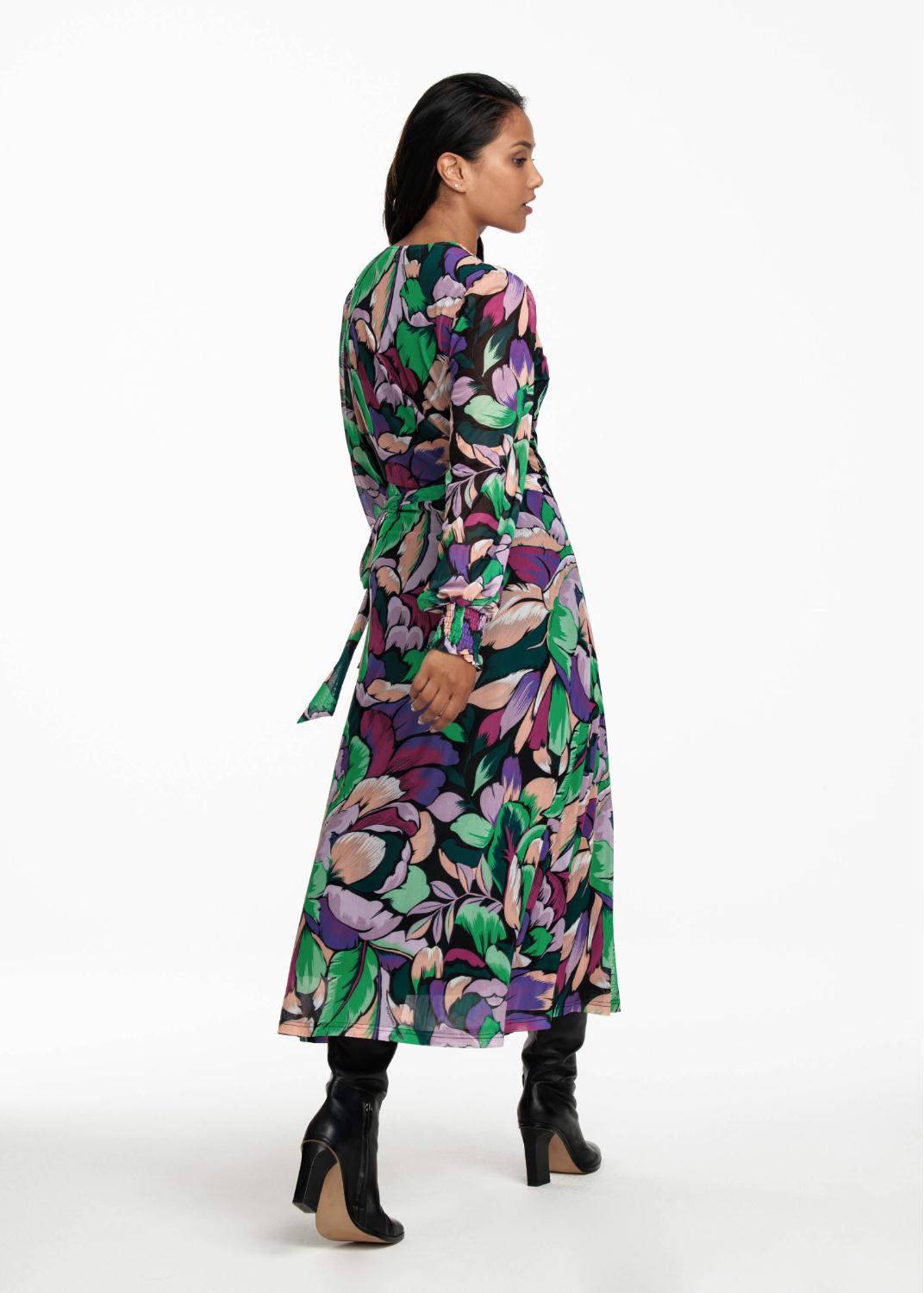 TRAMONTANA JURK MESH FLOWER FLASH MULTI COLOUR