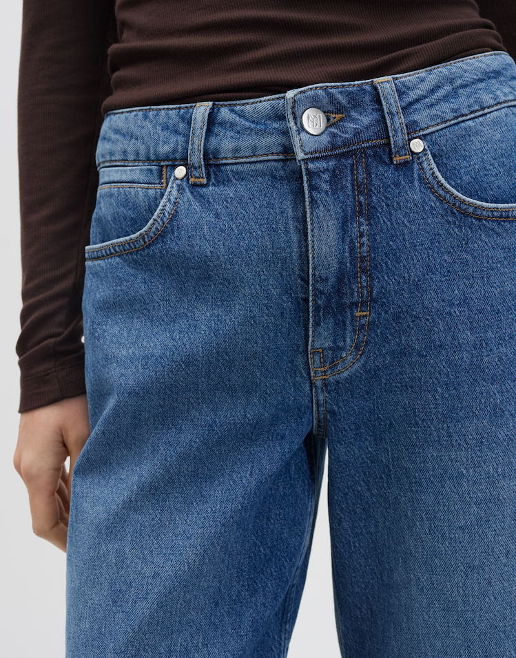 SOMEDAY JEANS CELLMA BARREL DETAIL MID DRIFT BLUE