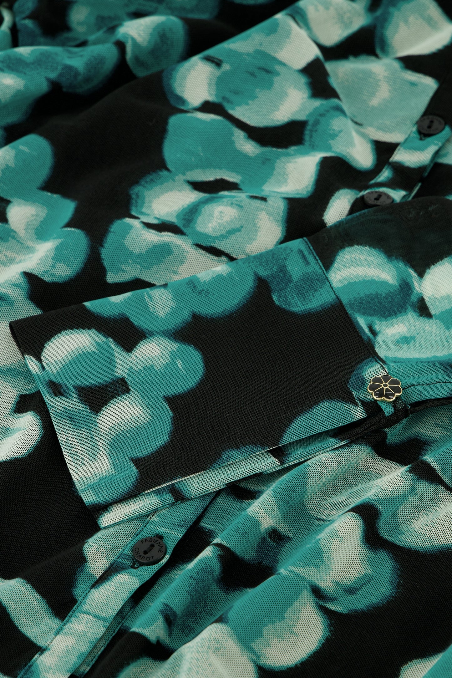 FABIENNE CHAPOT BLOUSE KEVIS BLACK/MINT GREEN