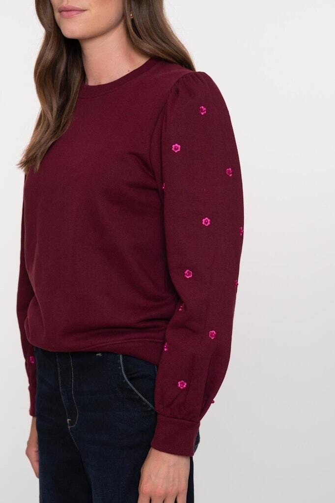 GEISHA SWEATER PARELDETAILS PORT/PINK