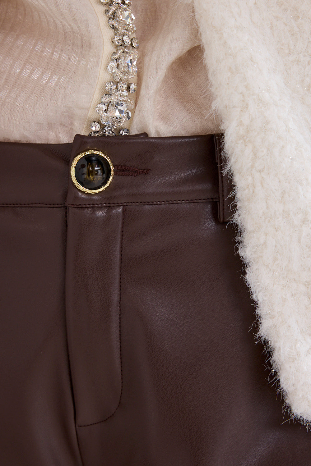 TRAMONTANA BROEK PU BARREL FIT CHOCOLATE