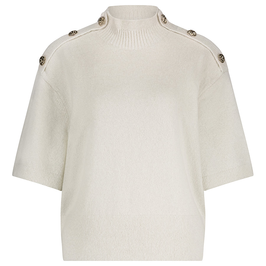 TRAMONTANA TRUI SHORT SLEEVE BUTTON DETAIL STONE MELANGE