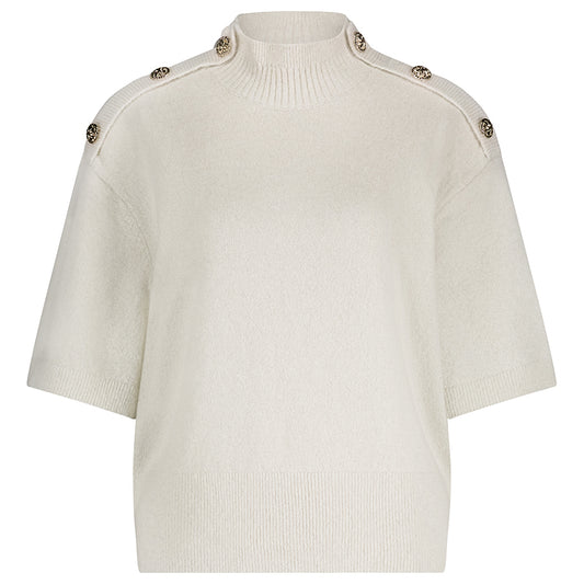 TRAMONTANA TRUI SHORT SLEEVE BUTTON DETAIL STONE MELANGE