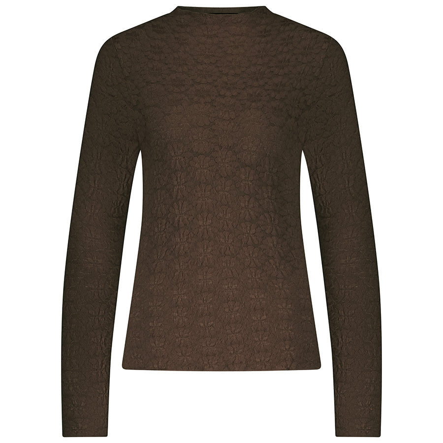 TRAMONTANA TOP BRUSHED STRETCH LACE ESPRESSO