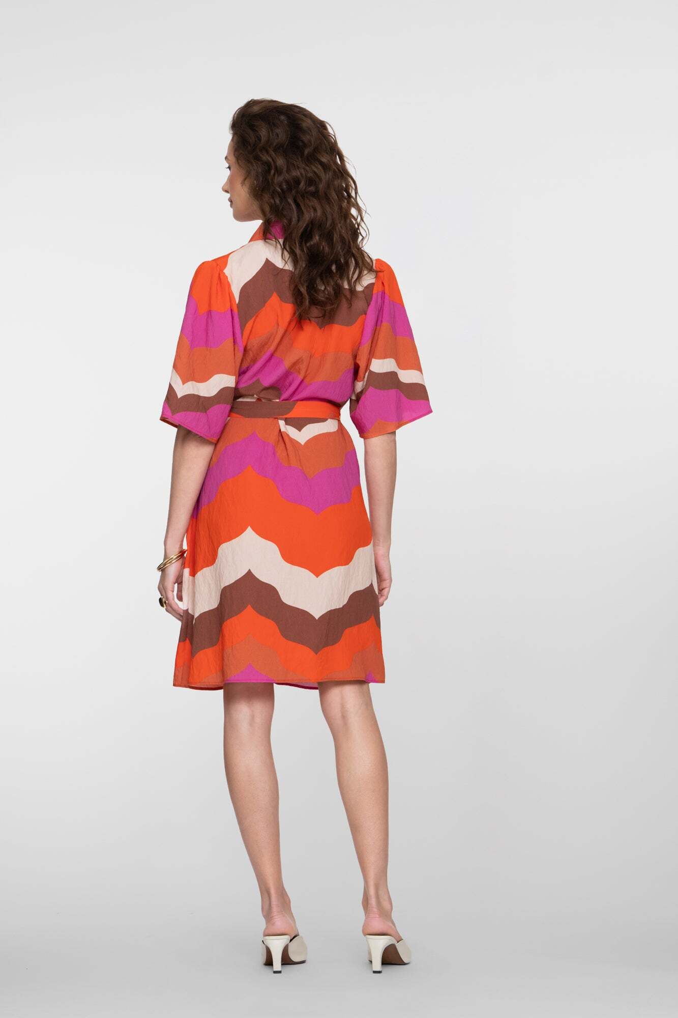GEISHA JURK WAVE PRINT ECRU