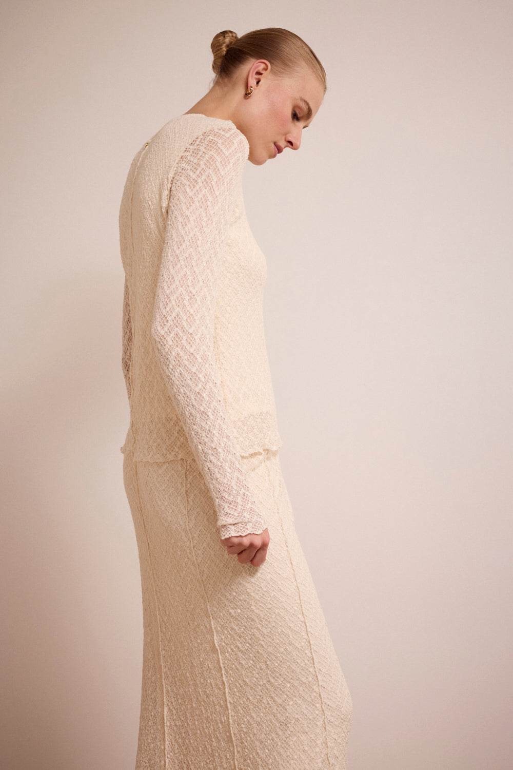 TRAMONTANA TOP STRETCH LACE STONE