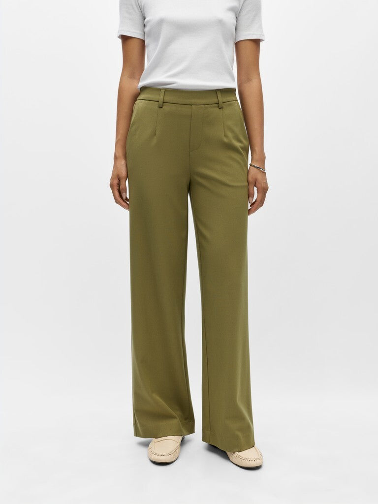 OBJECT BROEK LISA WIDE MARTINI OLIVE
