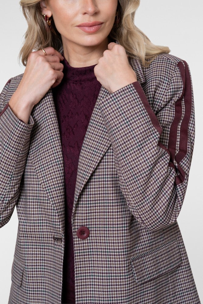 GEISHA BLAZER MET RUIT BURGUNDY/GREEN