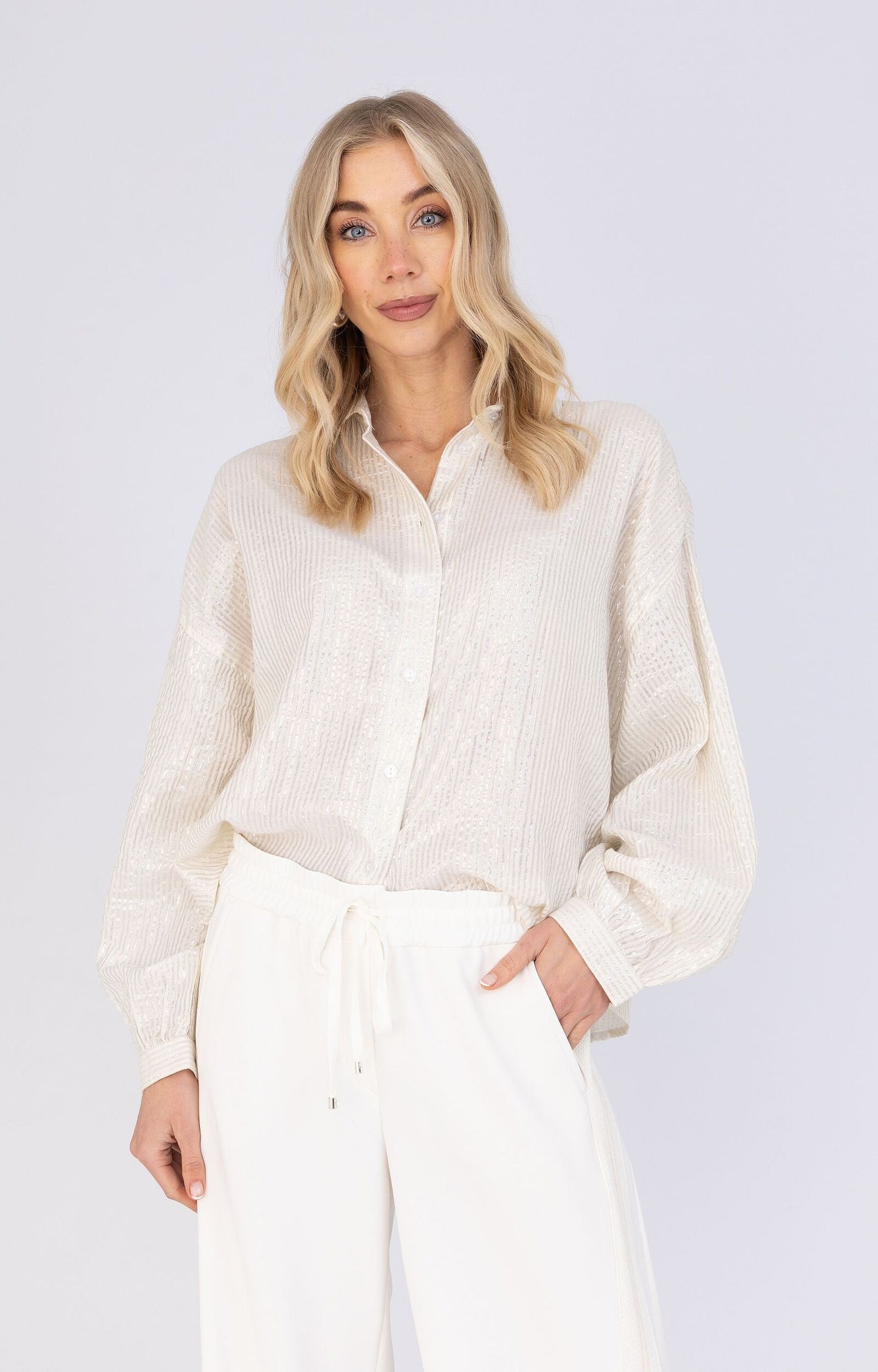 ANNA BLOUSE MET STREPEN SILVER STRIPE