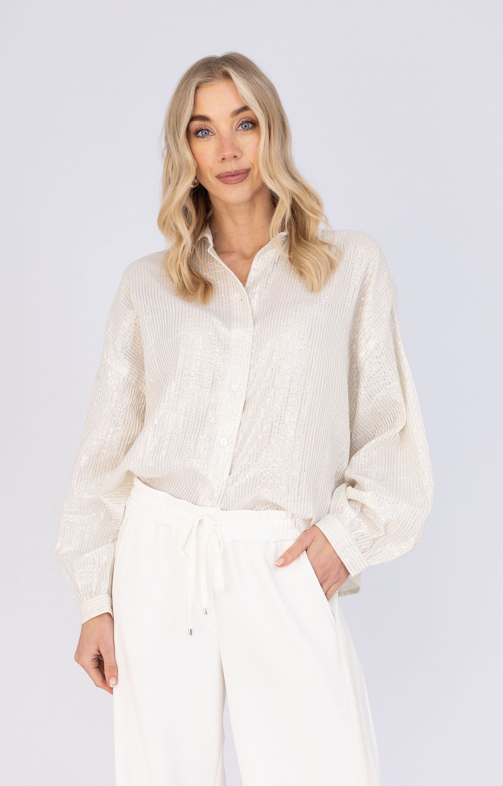 ANNA BLOUSE MET STREPEN SILVER STRIPE