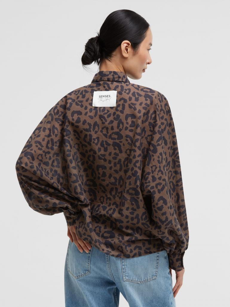 SENSES THE LABEL BLOUSE LEOPARD PRINT BROWN