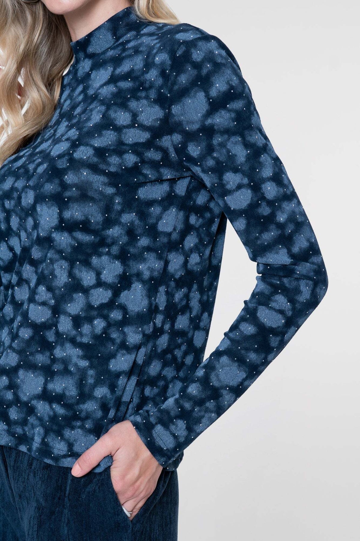 GEISHA TOP MET RHINESTONES DARK BLUE