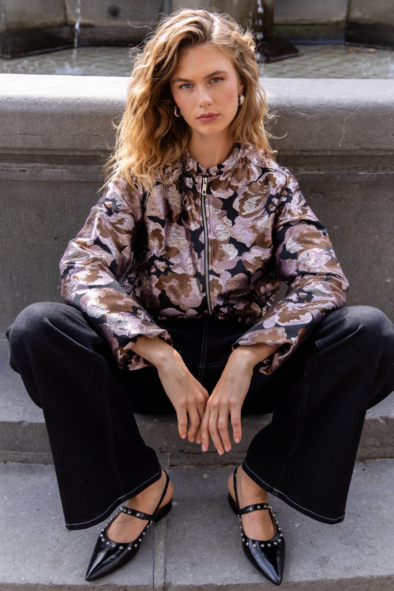 ANNA BOMBERJACK BLOEMPRINT BLUSH