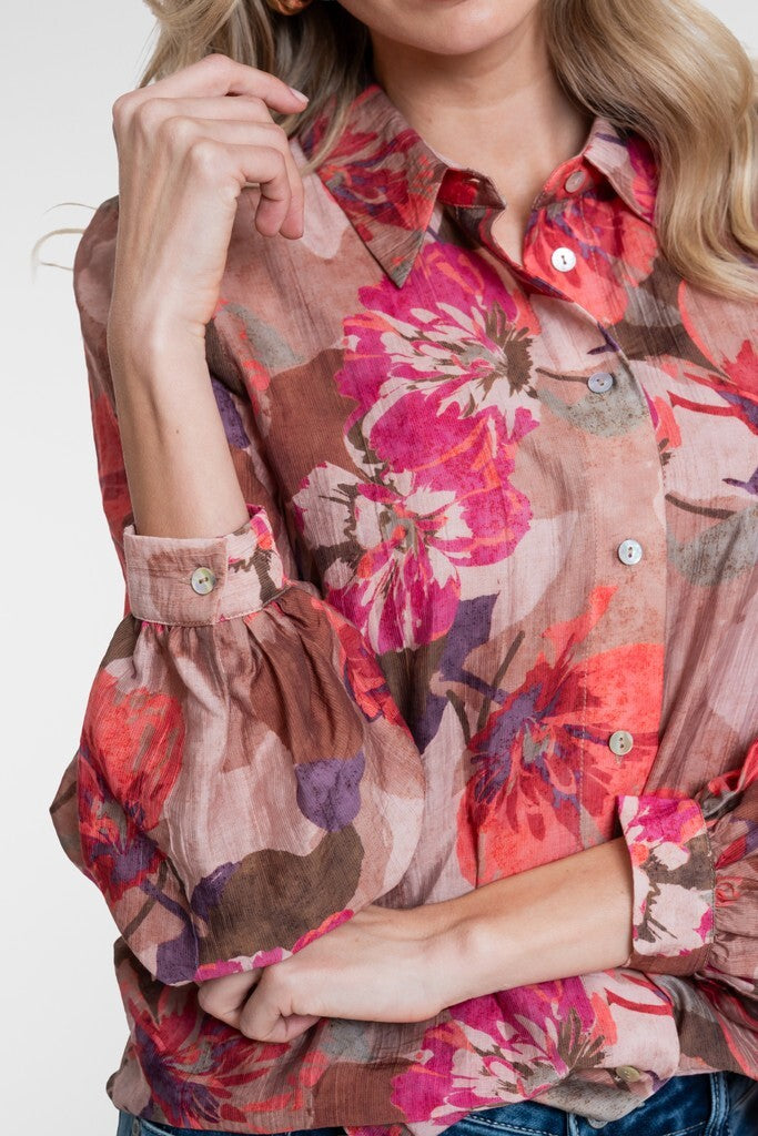 GEISHA BLOUSE ROSEBUD/SAND/PURPLE