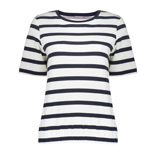 GEISHA T-SHIRT MET STREEP OFF-WHITE/NAVY