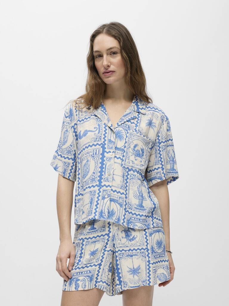 OBJECT BLOUSE VIMA BIRCH/AZURE BLUE