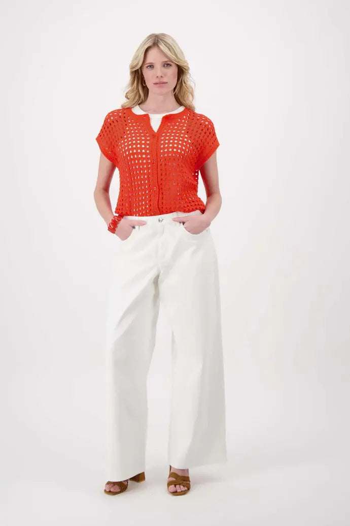 ZUSSS VESTJE AJOUR MOUWLOOS CORAL