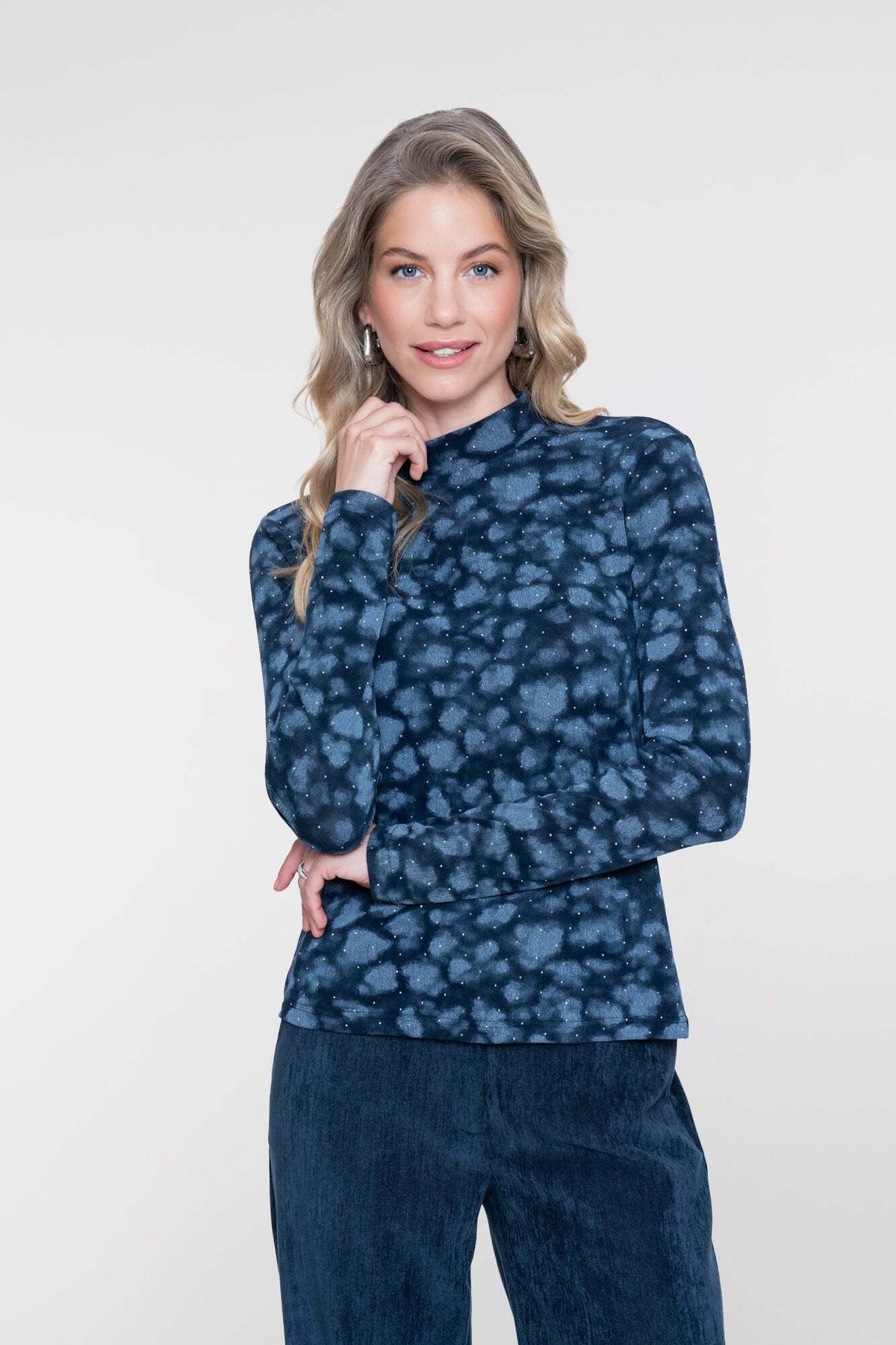 GEISHA TOP MET RHINESTONES DARK BLUE