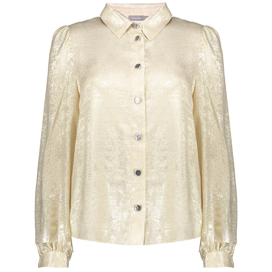 GEISHA BLOUSE SHINY VELVET SILVER