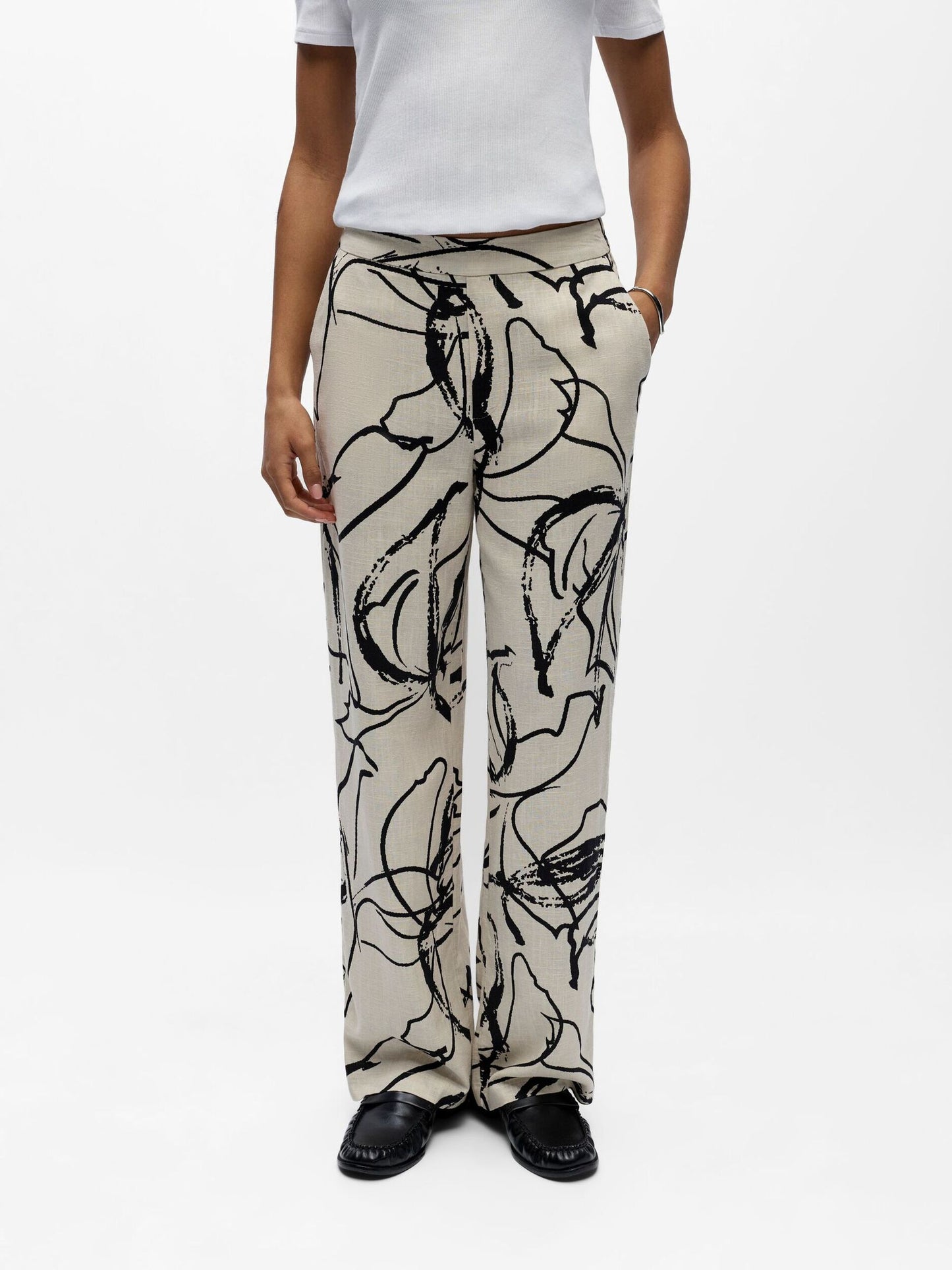 OBJECT BROEK SANNE ALINE SANDSHELL/BLACK ABSTRACT