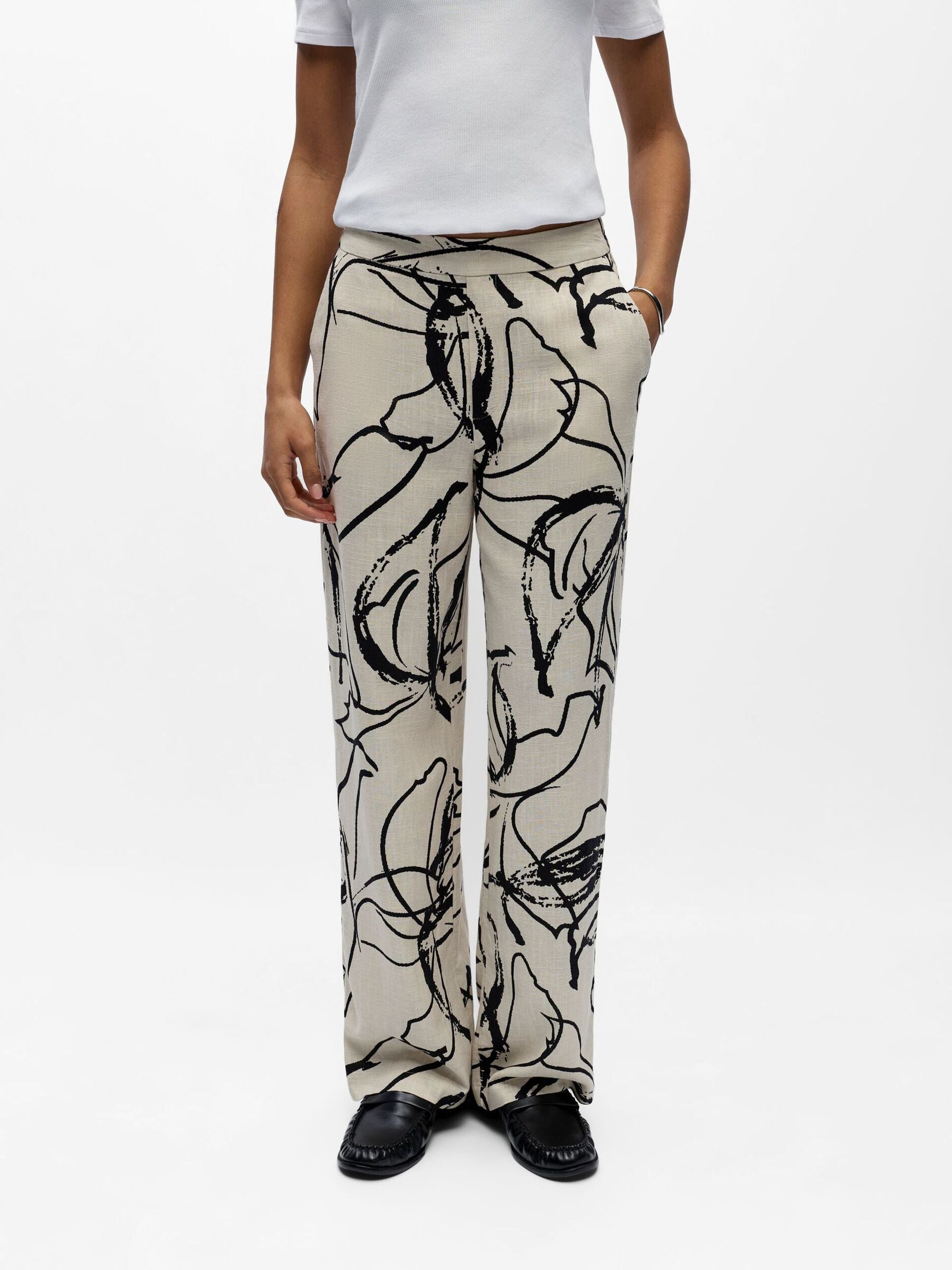 OBJECT BROEK SANNE ALINE SANDSHELL/BLACK ABSTRACT