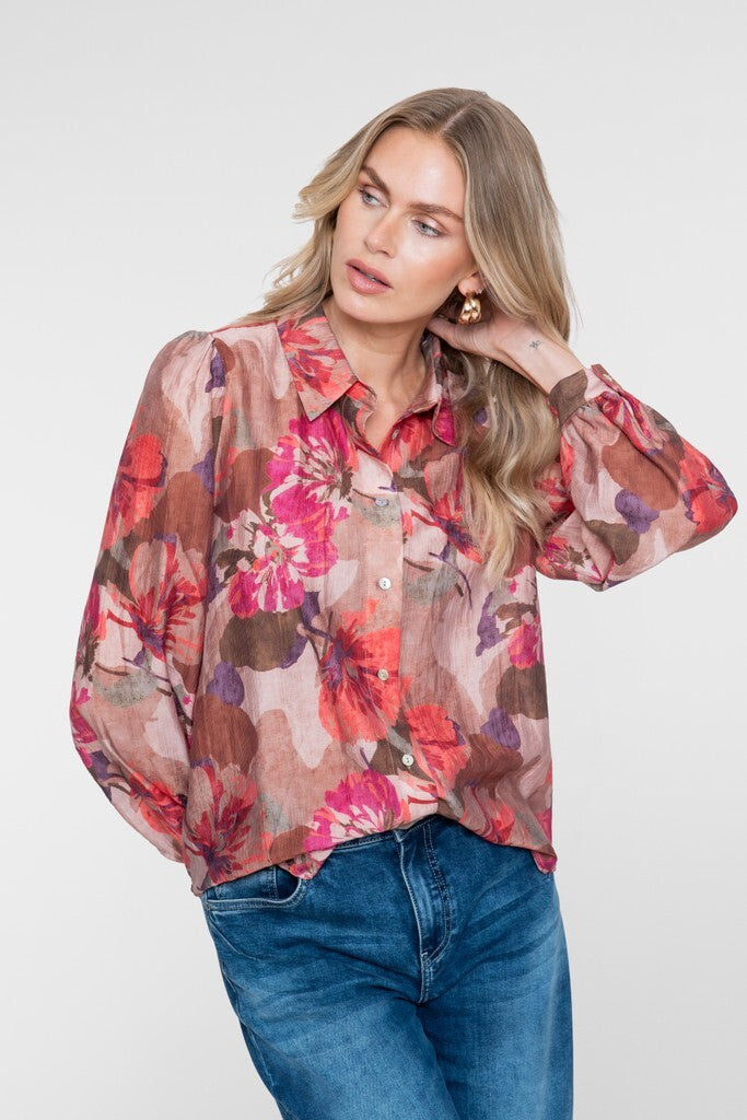 GEISHA BLOUSE ROSEBUD/SAND/PURPLE