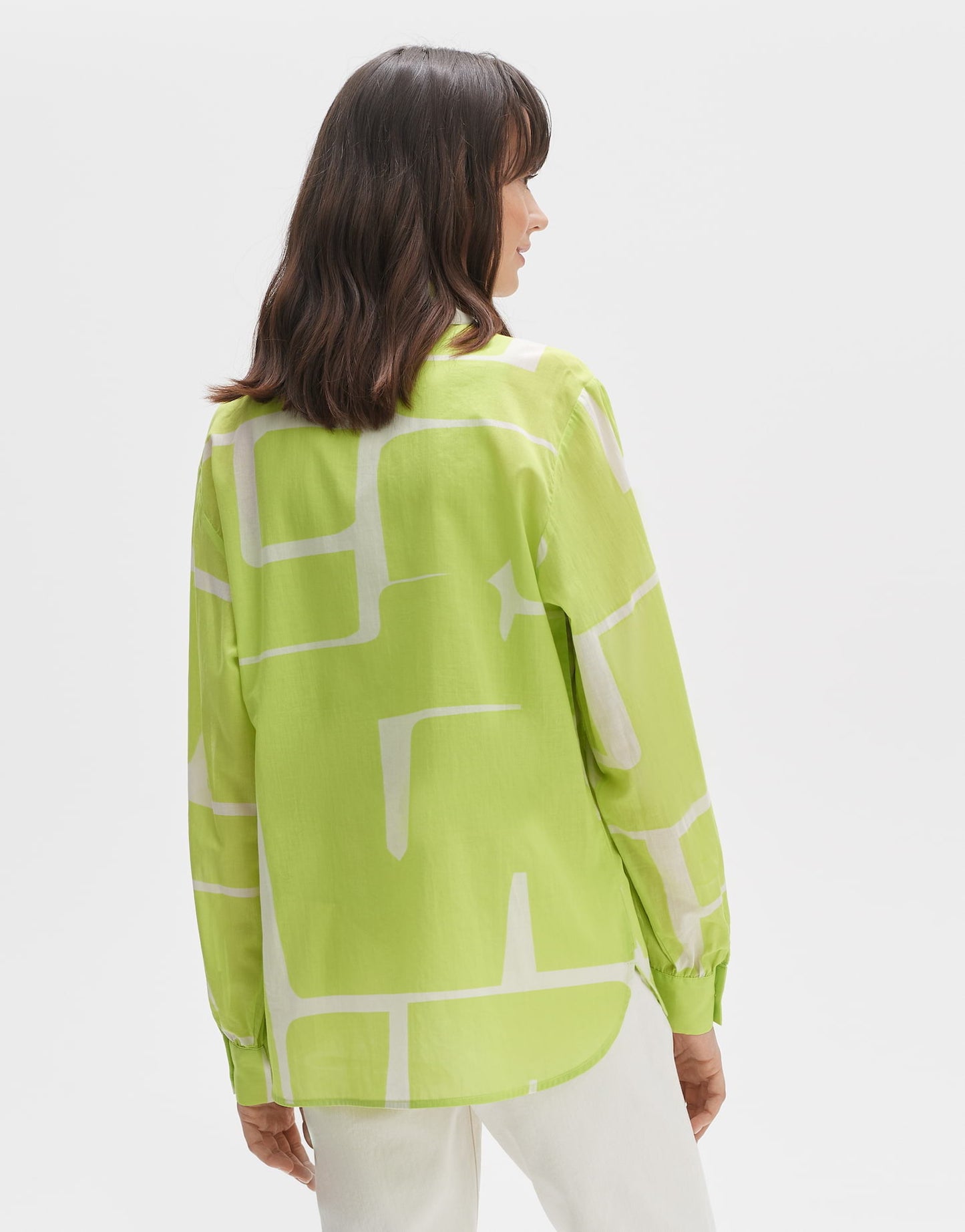 OPUS BLOUSE FUMINE GRAPHIC LIME GREEN
