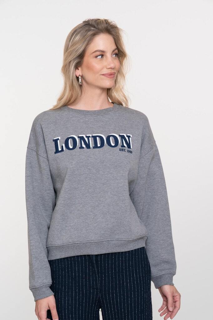 GEISHA SWEATER LONDON GREY MELANGE/NAVY