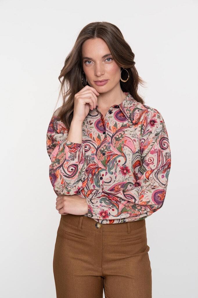 GEISHA BLOUSE BLOEMENPRINT BEIGE/SOFT PINK
