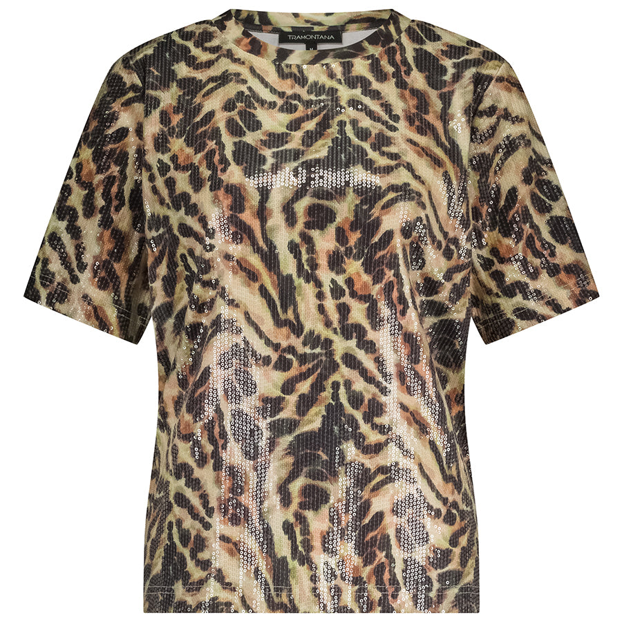TRAMONTANA T-SHIRT SEQUIN PRINT NEUTRALS