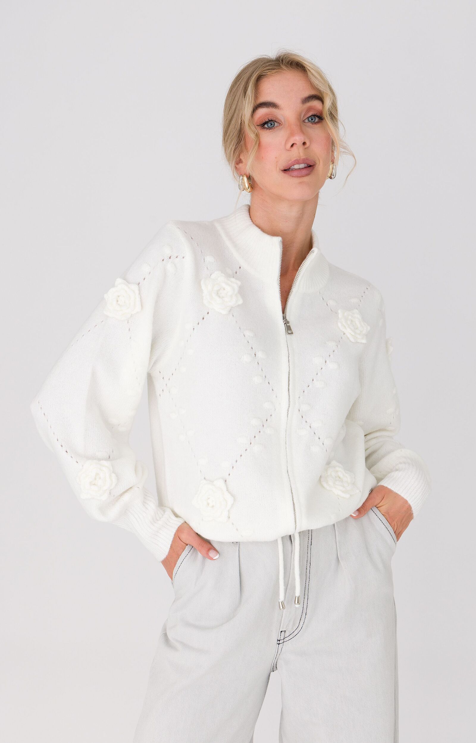 ANNA VEST MET BLOEMEN CREAM